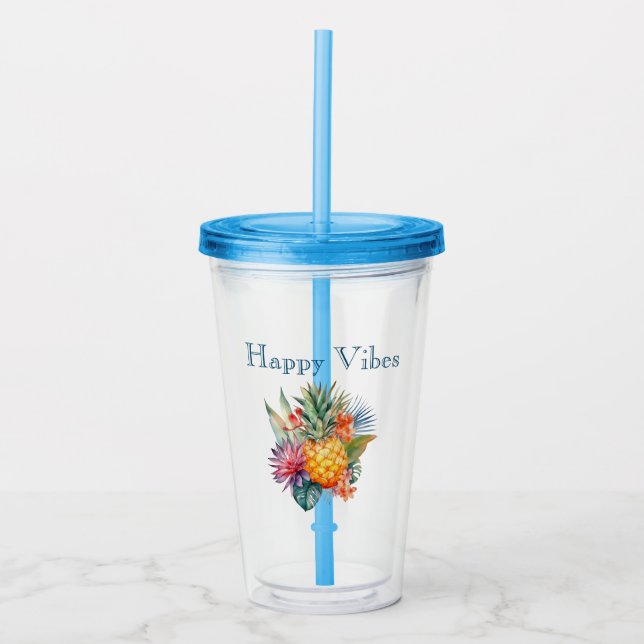 Tropical Pineapple Acrylic Tumbler (Front)