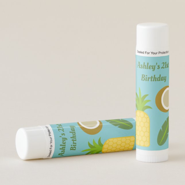 Tropical Pineapple All Occasion Personalized Lip Lip Balm (Front)