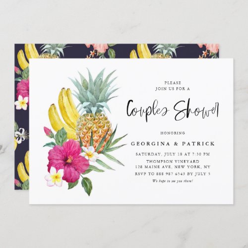 Tropical Pineapple and Hibiscus Couples Shower Invitation