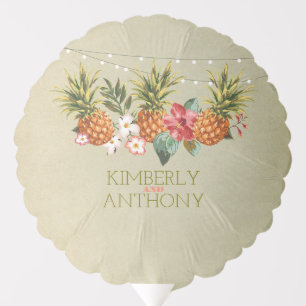 Tropical Pineapple and String Lights Beach Party Balloon