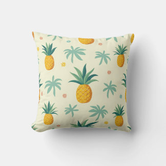 tropical pineapple and tree pattern design pillow