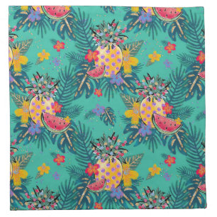 Tropical Pineapple and Watermelon Glitter Cloth Napkin