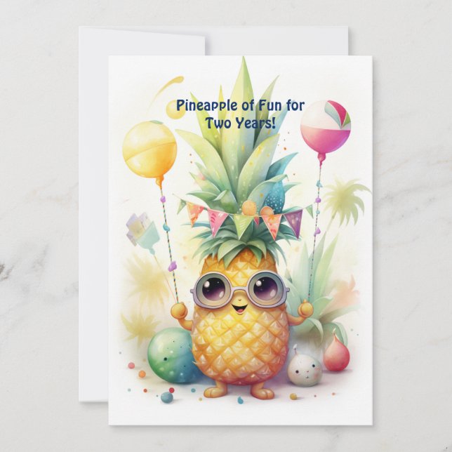 Tropical Pineapple Anniversary Birthday Card (Front)