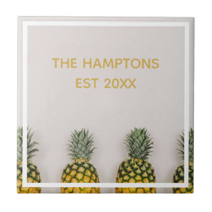 Tropical Pineapple Anniversary Wedding Ceramic Tile