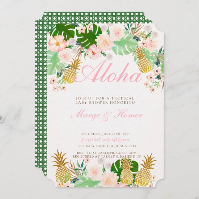 Tropical Pineapple Baby Shower Invitation (Front/Back)