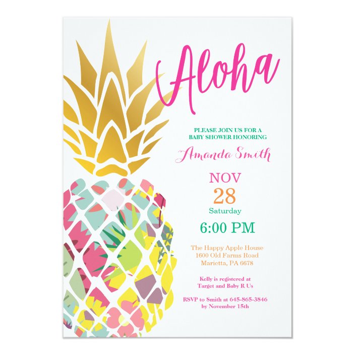 pineapple baby shower invitations