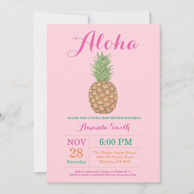 Tropical Pineapple Baby Shower Invitation (Front)