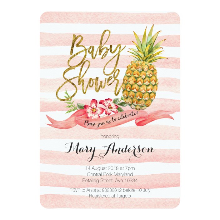 pineapple baby shower invitations