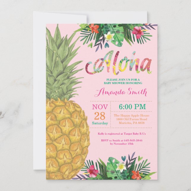 Tropical Pineapple Baby Shower Invitation (Front)