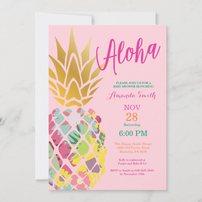 Tropical Pineapple Baby Shower Invitation (Front)