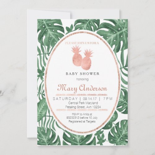 Tropical Pineapple Baby Shower invitation