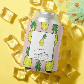 Tropical Pineapple Bachelorette Weekend Party Can Cooler by stylelily at Zazzle