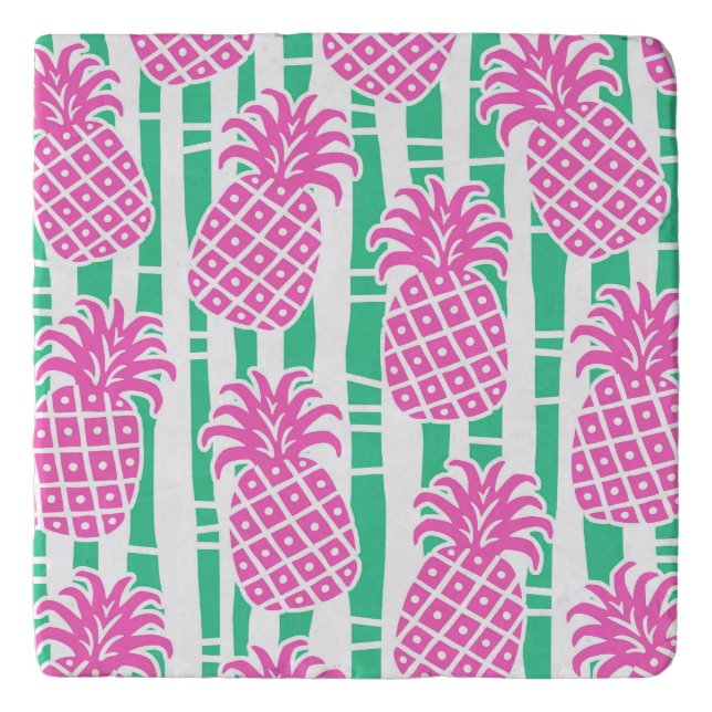 Tropical Pineapple Bamboo Trivet (Front)