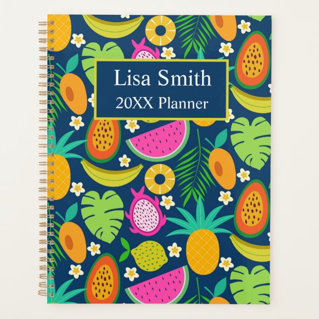 Tropical Pineapple Banana Fruits Personalized  Planner (Front)