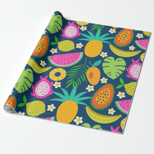 Tropical Pineapple Banana wateremelon Fruits  Wrapping Paper