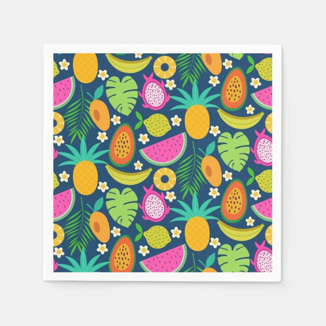 Tropical Pineapple Banana watermelon Fruits  Napkins (Front)