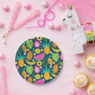 Tropical Pineapple Banana watermelon Fruits Paper Plates