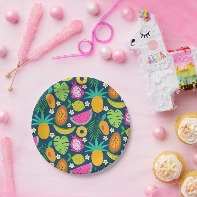 Tropical Pineapple Banana watermelon Fruits  Paper Plates (Party)