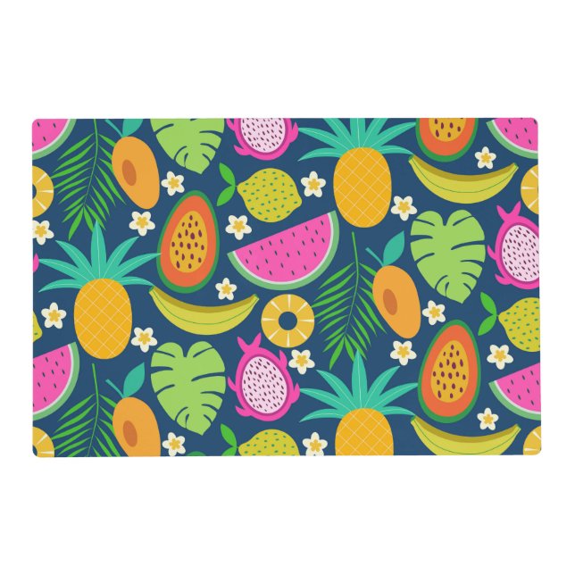 Tropical Pineapple Banana watermelon Fruits  Placemat (Front)