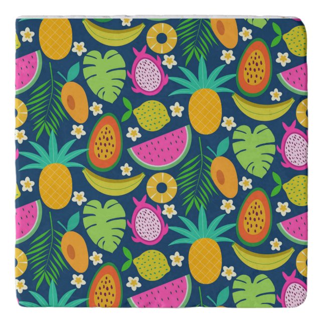 Tropical Pineapple Banana watermelon Fruits  Trivet (Front)