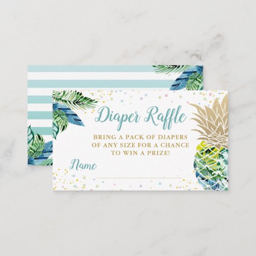 Tropical Pineapple Beach Baby Shower Diaper Raffle Enclosure Card