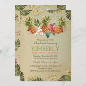 tropical pineapple beach lights baby shower invitation (Front/Back)