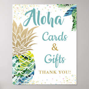Tropical Pineapple Beach Party Cards & Gifts Sign