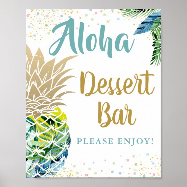 Tropical Pineapple Beach Party Dessert Bar Sign (Front)