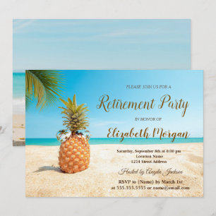 Tropical Pineapple Beach Sand Retirement Party Invitation