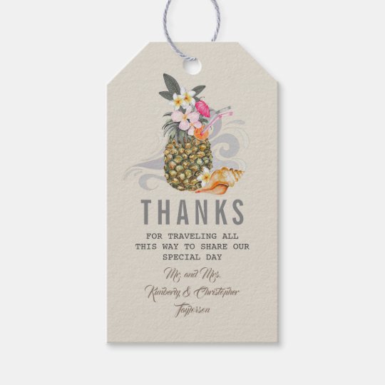 tropical pineapple beach wedding gift tags zazzle com