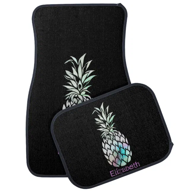 Tropical Pineapple, Black Personalized Car Floor Mat Zazzle