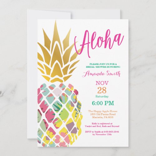 Tropical Pineapple Bridal Shower Invitation