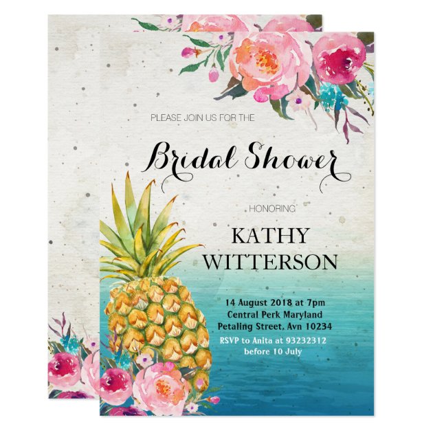 Tropical Pineapple Bridal Shower Invitation