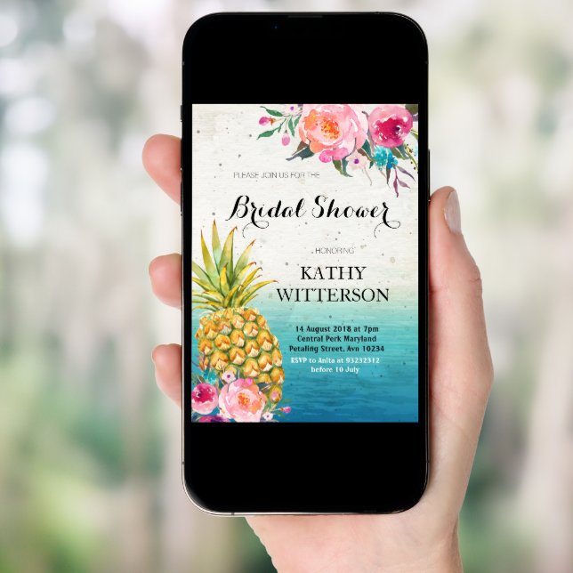 Tropical Pineapple Bridal Shower Invitation (Front Digital)