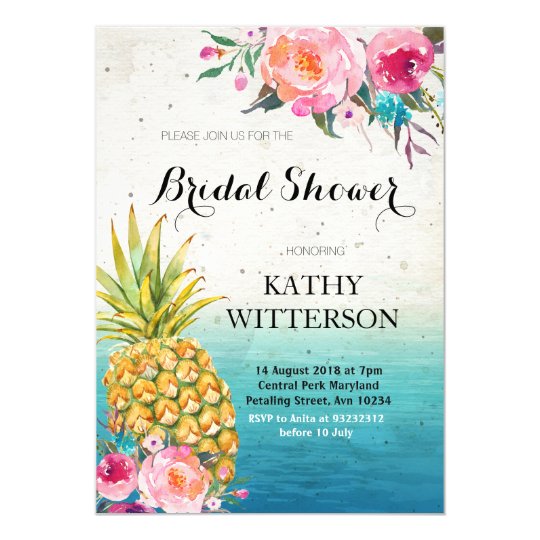 Tropical Bridal Shower Invitations Templates 7