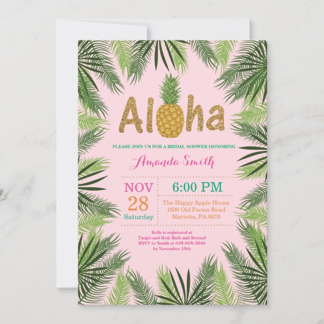 Tropical Pineapple Bridal Shower Invitation (Front)