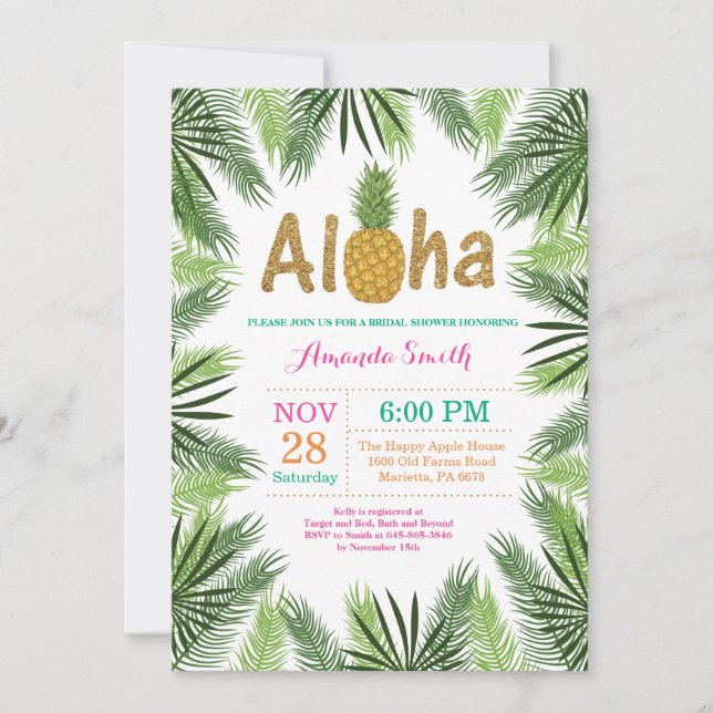 Tropical Pineapple Bridal Shower Invitation (Front)