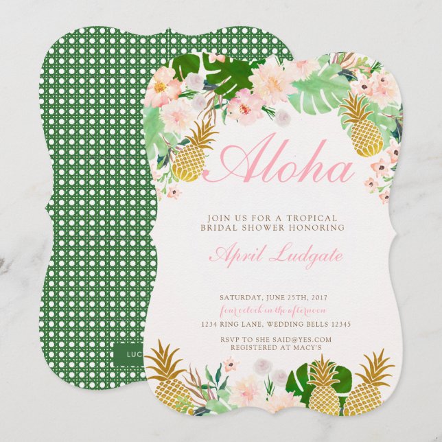 Tropical Pineapple Bridal Shower Invitation (Front/Back)