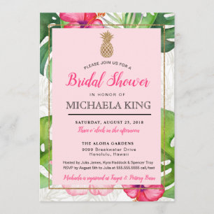 Tropical Pineapple Bridal Shower Invitation, Pinks Invitation