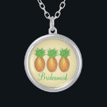 Tropical Pineapple Bridesmaid Wedding Necklace<br><div class="desc">Necklace features an original marker illustration of a row of pineapples,  and BRIDESMAID in a fun font. A perfect gift for your bridesmaids!</div>