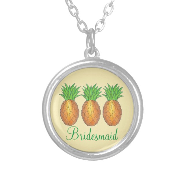 Tropical Pineapple Bridesmaid Wedding Necklace (Front)