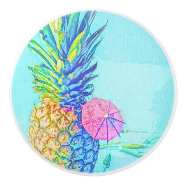 Tropical Pineapple Ceramic Knob (Front)