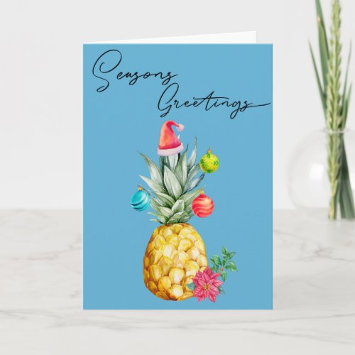 Tropical Pineapple Christmas Seasons Greetings Card