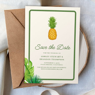 Tropical Pineapple Coastal Wedding Save the Date Invitation