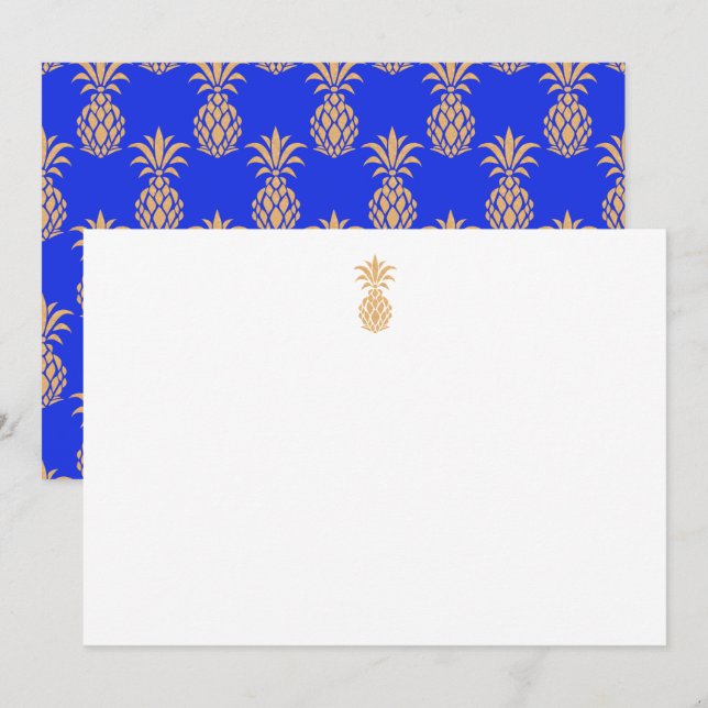 Tropical Pineapple Cobalt Blue  Thank You Card (Front/Back)