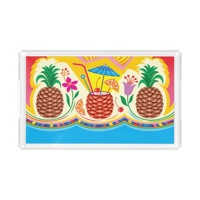 Tropical Pineapple Cocktail Acrylic Tray (Front)