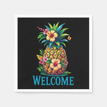 Tropical Pineapple Cocktail Napkin Welcome