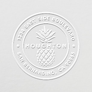 Tropical Pineapple Custom Round Return Address Embosser