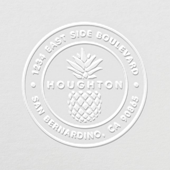 Tropical Pineapple Custom Round Return Address Embosser (Design)