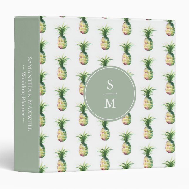 Tropical Pineapple Custom Wedding Planning Binder (Front/Spine)